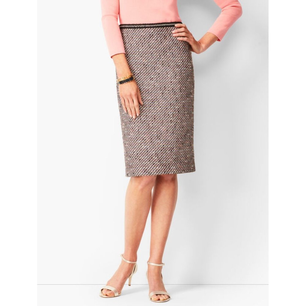 Talbots Skirt Tweed Preppy Career Pink 14